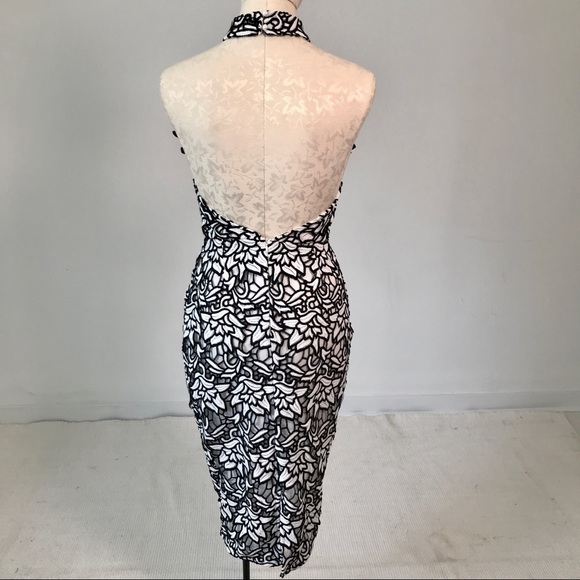 ASOS Missguided M Lace Bodycon Halter Midi Dress - Picture 6 of 12